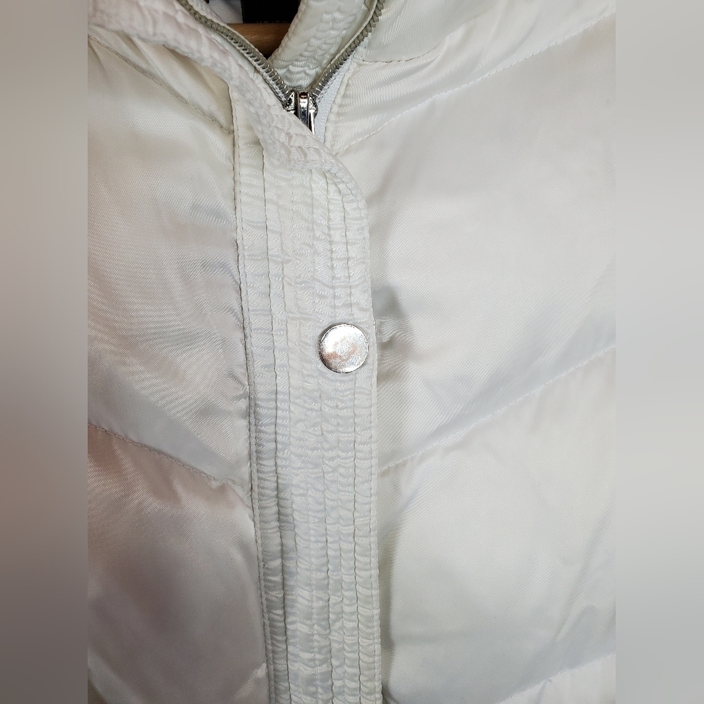 DANIER leather womens white long goose down jacket. Size xs. EUC - Picture 5 of 13